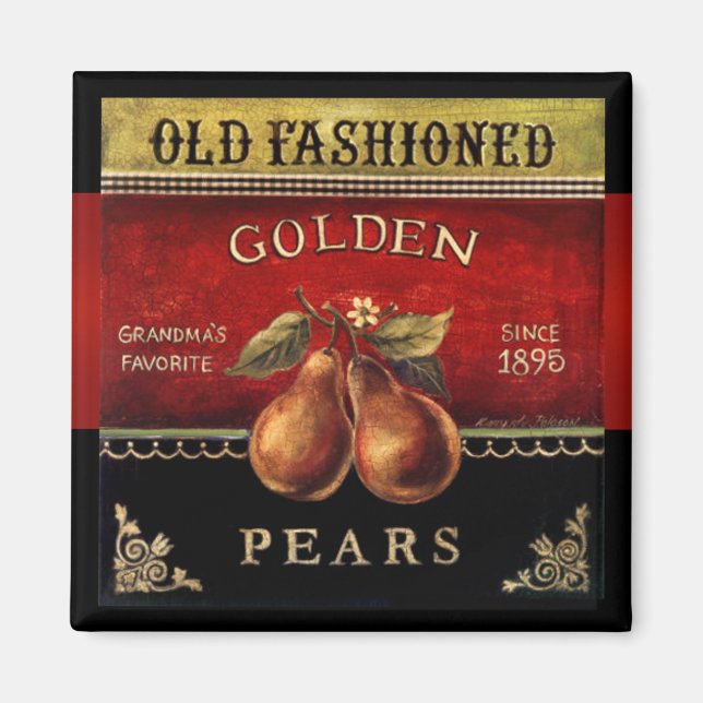 Gamla Fashioned Golden Pears Vintage Magnet (Framsidan)