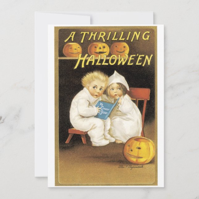 Gamla Fashioned Halloween Ghost Story Kids Kort (Framsida)