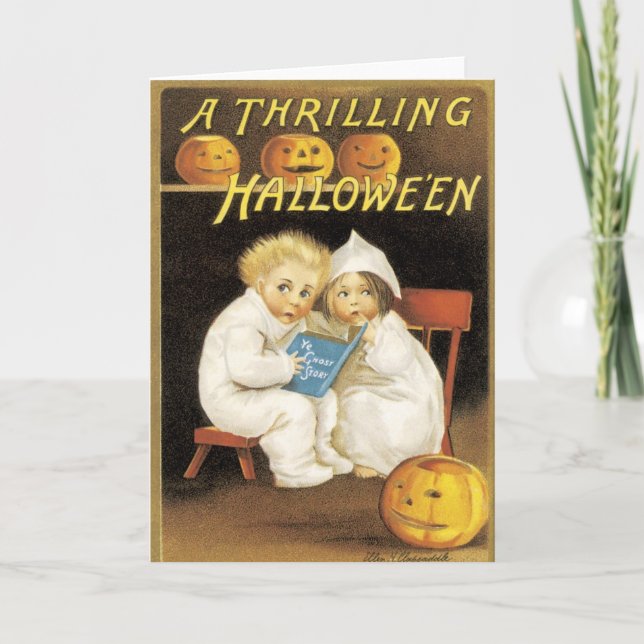 Gamla Fashioned Halloween Ghost Story Kids Kort (Framsida)