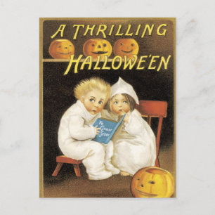 Gamla Fashioned Halloween Ghost Story Kids Vykort