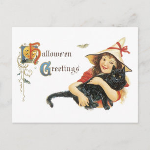 Gamla Fashioned Halloween Hälsning Vykort