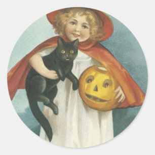 Gamla Fashioned Halloween Jolly Little Witch Runt Klistermärke