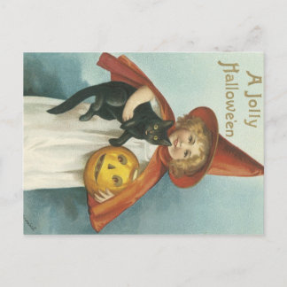 Gamla Fashioned Halloween Jolly Little Witch Vykort