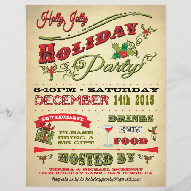 Gamla fashioned Holly Jolly Julfest Poster (Framsida)