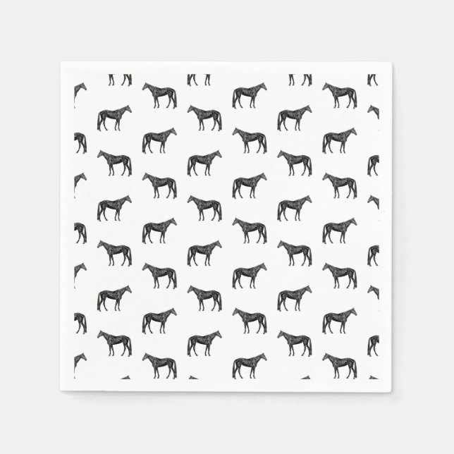 Gamla fashioned Horse Mönster ANPASSNINGSBAR BG FÄ Pappersservett (Framsidan)
