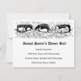 Gamla Fashioned Hunters Boll Game Dinner Menu Inbjudningar