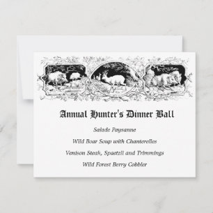 Gamla Fashioned Hunters Boll Game Dinner Menu Inbjudningar