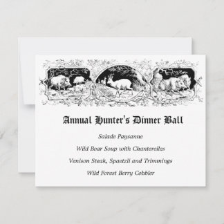 Gamla Fashioned Hunters Boll Game Dinner Menu Inbjudningar