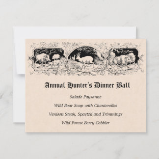 Gamla Fashioned Hunters Boll Game Dinner Menu Inbjudningar