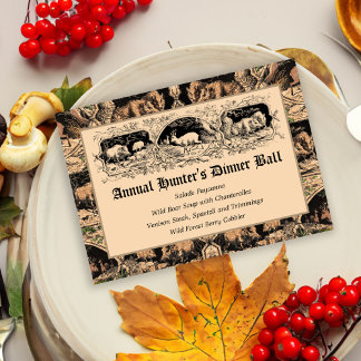 Gamla Fashioned Hunters Boll Game Dinner Menu Inbjudningar