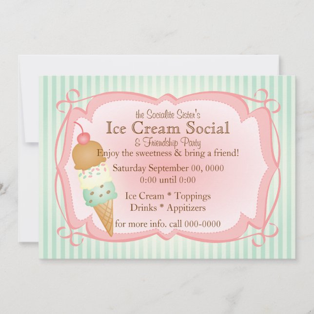 Gamla Fashioned Ice Cream Social! Inbjudningar (Framsida)