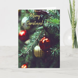 Gamla Fashioned Julgran med Red Ornaments Helgkort