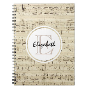 Gamla Fashioned Lakan Music Monogram Anteckningsbok