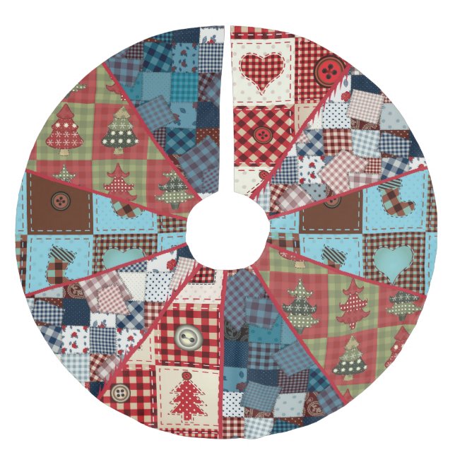 Gamla fashioned Land Quilted Mönster Julgransmatta Borstad Polyester (Framsidan)