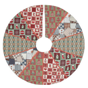 Gamla fashioned Land Quilted Mönster Julgransmatta Borstad Polyester