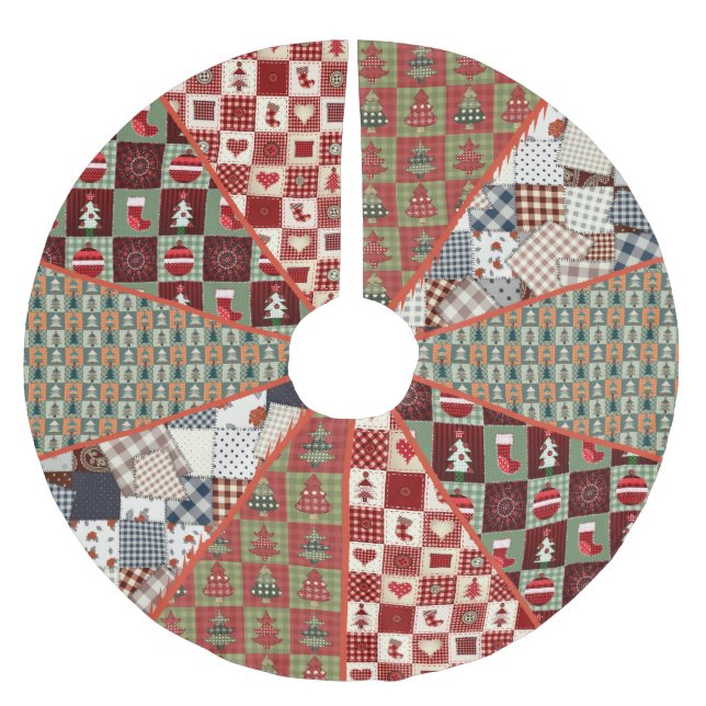 Gamla fashioned Land Quilted Mönster Julgransmatta Borstad Polyester (Framsidan)