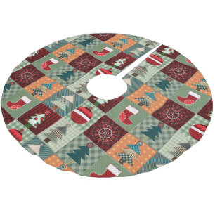 Gamla fashioned Land Quilted Mönster Julgransmatta Borstad Polyester