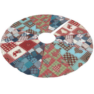 Gamla fashioned Land Quilted Mönster Julgransmatta Borstad Polyester