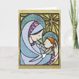 Gamla Fashioned Madonna och Child Greeting Card Helgkort