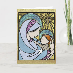 Gamla Fashioned Madonna och Child Greeting Card Helgkort