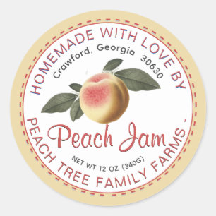 Gamla fashioned Peach Sylt Stitched Gräns-etikett Runt Klistermärke