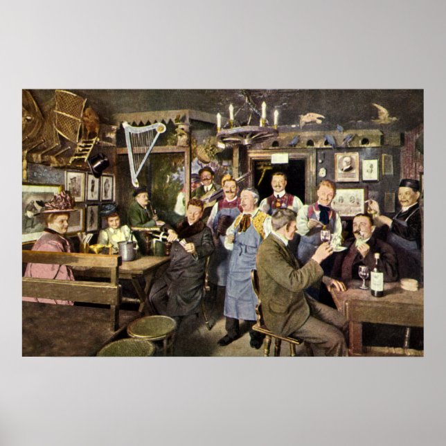 Gamla Fashioned Pub med People Celebring, a Party Poster (Framsidan)