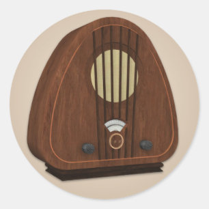 Gamla Fashioned Radio Sticker Runt Klistermärke
