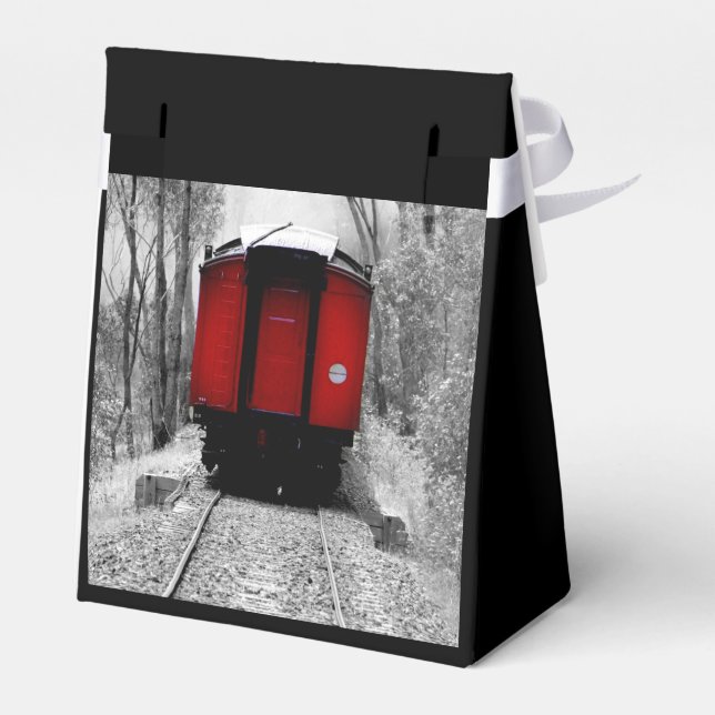 Gamla fashioned Red Steam Tåg Presentaskar (Baksidan Sidan)