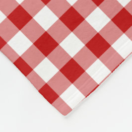 Gamla Fashioned Red & White Gingham Checked Mönste Fleecefilt