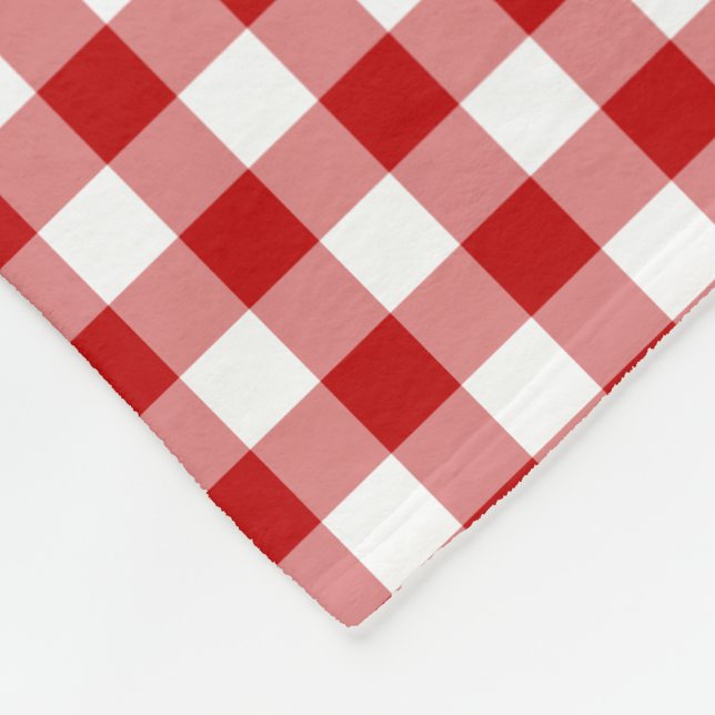 Gamla Fashioned Red & White Gingham Checked Mönste Fleecefilt (Hörn)