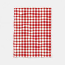 Gamla Fashioned Red & White Gingham Checked Mönste Fleecefilt