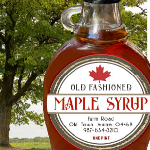 Gamla Fashioned Retro Maple Syrup Hearts and Löv Runt Klistermärke
