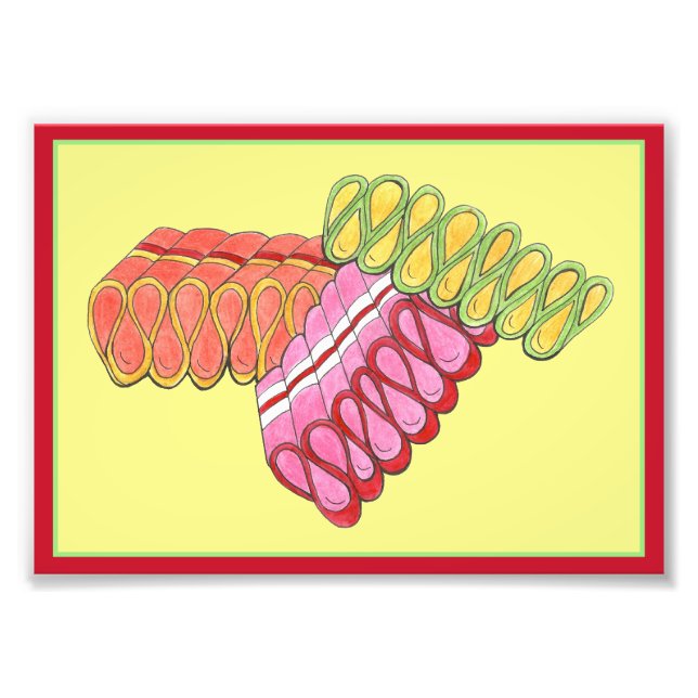Gamla fashioned Ribbon Candy-julillustration Fototryck (Framsidan)