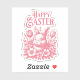 Gamla Fashioned Rosa Påskhare Klistermärken