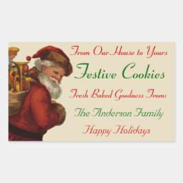 Gamla Fashioned Santa Helgdag Food Fyrkantigt Klistermärke