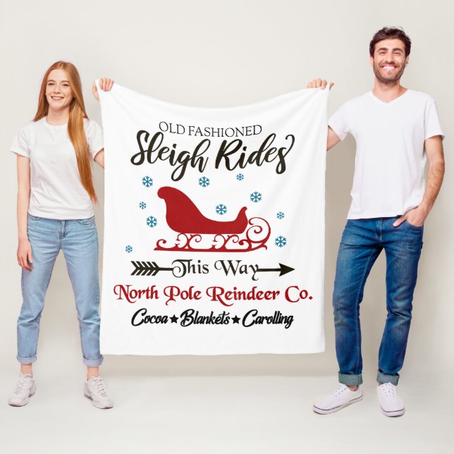 Gamla fashioned Sleigh Rides jul Throw Blanket Fleecefilt (På plats)