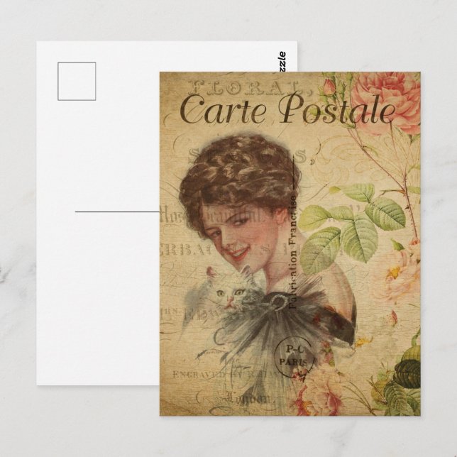 Gamla fashioned Vintage Woman Vykort (Fram/baksida)