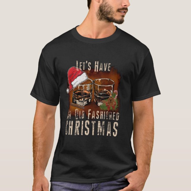 Gamla Fashioned Whiskey jul Bourbon Cocktail D T Shirt (Framsida)