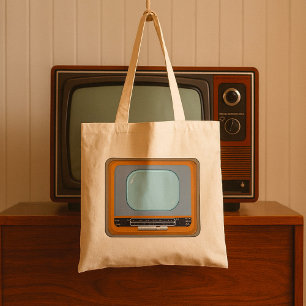 Gamla Fashired Television Retro TV Tote Bag Tygkasse
