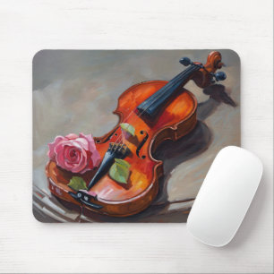 Gamla fioler med Rosa ros Impressionism Musmatta