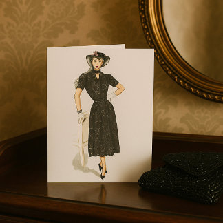 Gamla fjällande hälsningsbevis för Dam Kort