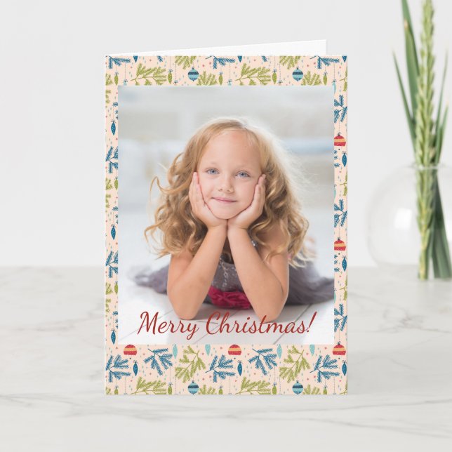 Gamla fjällande julprydnader på Träd Foto Anteckningskort (Framsida)