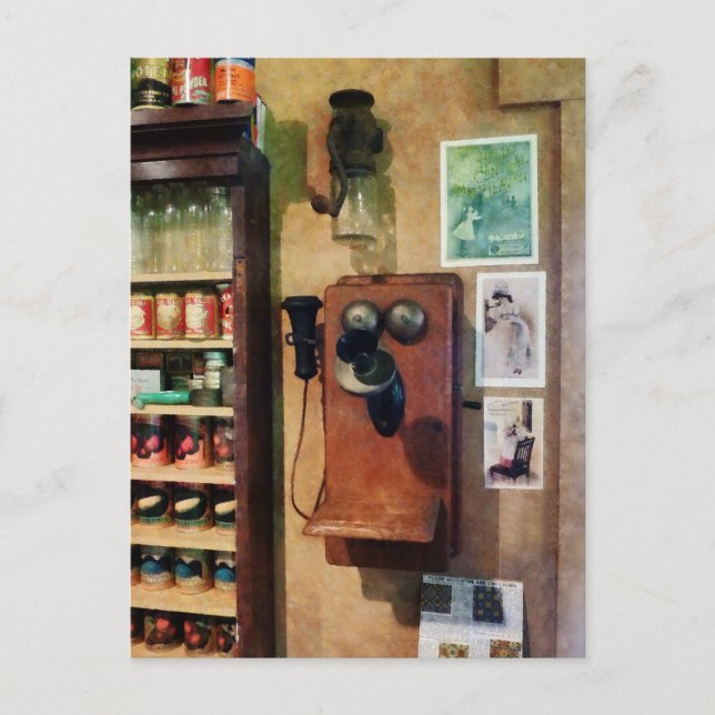 Gamla fjällande telefonnummer vykort (Framsida)