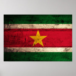 Gamla Flagga av träsurinam Poster
