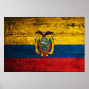 Gamla Flagga Ecuador Poster