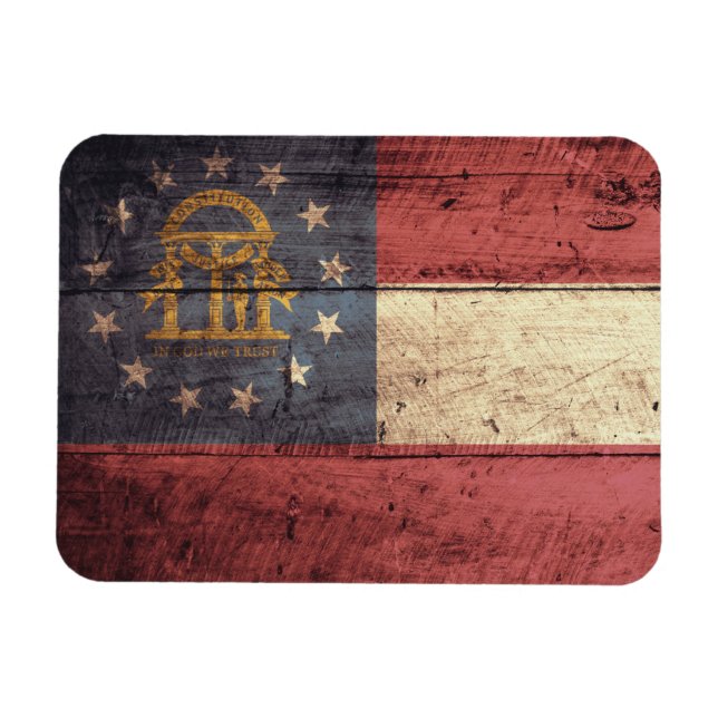 Gamla Flagga Wooden Georgia Magnet (Horisontell)