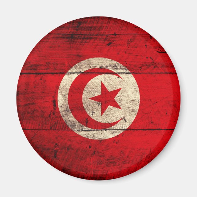 Gamla Flagga Wooden Tunisien Magnet (Framsidan)