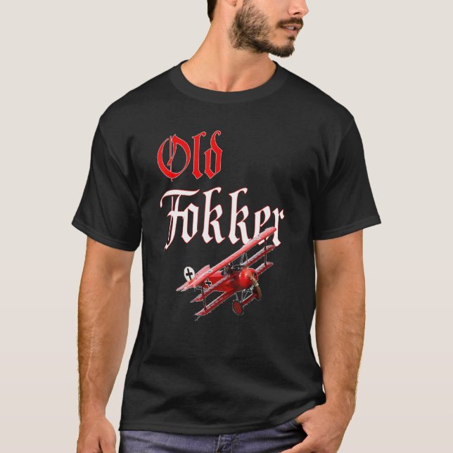Gamla Fokker Dr.1 Triplan WW1 Fighter Flygplan T Shirt (Framsida)