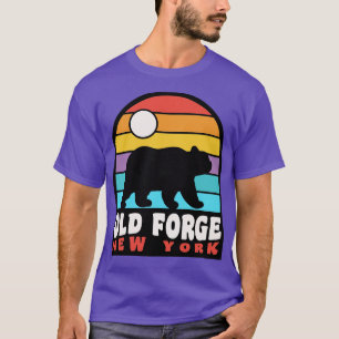 Gamla Forge NY Adirondacks Bear Badge Retro Sunset T Shirt