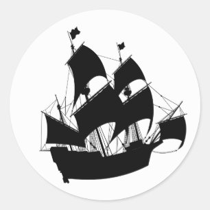 Gamla Frakt Silhouette Stickers Runt Klistermärke